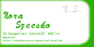 nora szecsko business card